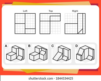 Hoja de trabajo de preguntas de práctica para educación y prueba de CI. tarea para el desarrollo del pensamiento lógico, ilustración vectorial [Respuesta es A]