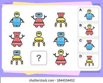 Practice Questions Worksheet for Education and IQ Test. task for the development of logical thinking, vector illustration [Answer is C]