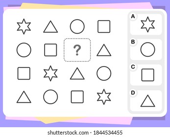 Practice Questions Worksheet for Education and IQ Test. task for the development of logical thinking, vector illustration [Answer is A]