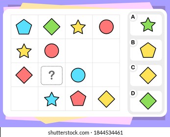 Practice Questions Worksheet for Education and IQ Test. task for the development of logical thinking, vector illustration [Answer is B]