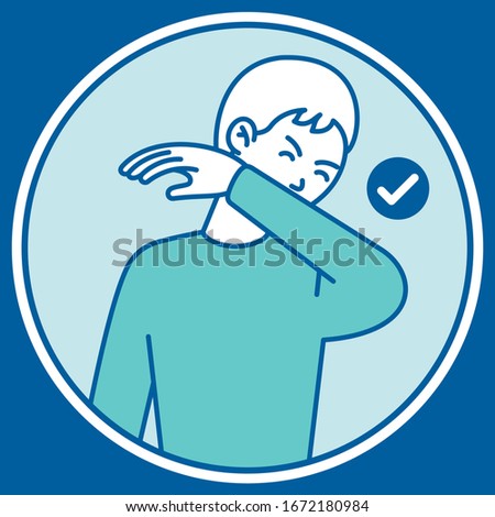Practice Respiratory Hygiene: Proper Way to Cough or Sneeze. Icon Design. Vector Editable Illustration.