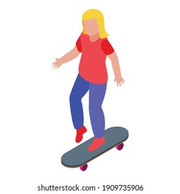 Practice skateboarding icon. Isometric of practice skateboarding vector icon for web design isolated on white background