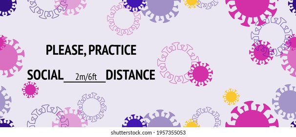 Practice Social Distance Vector Banner. Seamless Corona Virus Texture. Virus Protection Flat Corona Web Page. Practice Social Distance Vector Banner. Flat Cartoon Coronavirus Medical Banner.