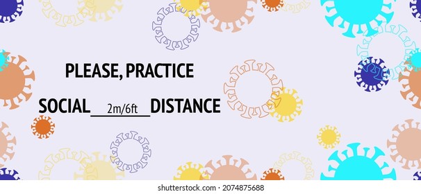 Practice Social Distance Vector Banner. Flat Cartoon Coronavirus Medical Poster. Virus Protection Flat Corona Web Page. Practice Social Distance Vector Banner. Seamless Corona Virus Pattern.