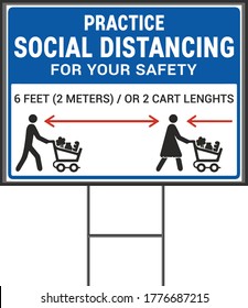 Practice social distancing Coronavirus Social Awareness COVID 19 vector yard sign design template. Pandemic Novel Corona Virus 2020.