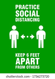 Practice Social Distancing Keep 6 Feet Apart from Others Vertical Instruction Icon with an Aspect Ratio of 3:4. Vector Image.
