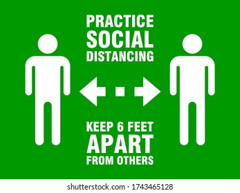 Practice Social Distancing Keep 6 Feet Apart from Others Horizontal Instruction Icon with an Aspect Ratio of 3:4. Vector Image.