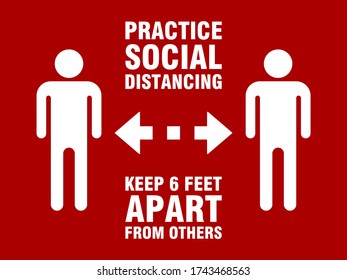 Practice Social Distancing Keep 6 Feet Apart from Others Horizontal Instruction Icon with an Aspect Ratio of 3:4. Vector Image.