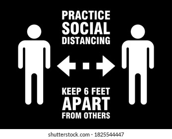 Practice Social Distancing Keep 6 Feet Apart from Others Horizontal Instruction Icon with an Aspect Ratio of 3:4. Vector Image.
