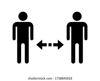 Practice Social Distancing Keep Apart from Others Instruction Icon. Vector Image.
