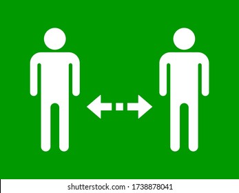 Practice Social Distancing Keep Apart from Others Instruction Icon. Vector Image.