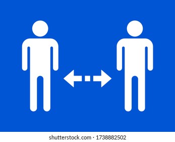 Practicar el distanciamiento social mantiene al margen de otros iconos de instrucción. Imagen vectorial.
