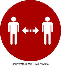 Practice Social Distancing Keep Apart from Others Round Instruction Sticker Icon. Vector Image.