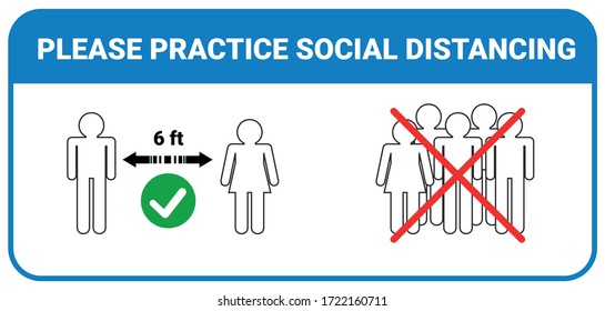 Practice social distancing, keep distance in public facility to avoid or protect from COVID-19 coronavirus outbreak spreading concept. Infographic design keeping space or distance from other people