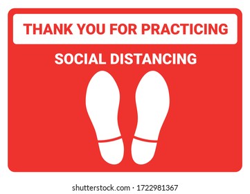 Practice social distancing, keep distance in public facility to avoid or protect from COVID-19 coronavirus outbreak spreading, safety concept. Infographic sticker design shoes footprint on the floor