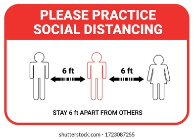 Practice social distancing, keep distance in public facility to avoid or protect from COVID-19 coronavirus outbreak spreading concept. Infographic design keeping space or distance from other people