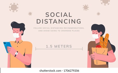 Practice social distancing at least 1.5 meters to keep yourself and others safe and health during COVID-19 pandemic