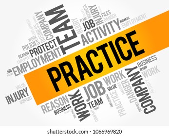 Practice word cloud collage, business concept background