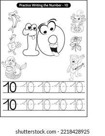 Practice writing the coloring number 10