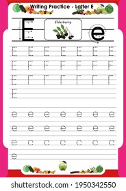 
practice writing letters E for preschool or kindergarten children to improve basic writing skills, very easy by tracing