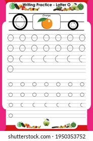 
practice writing letters O for preschool or kindergarten children to improve basic writing skills, very easy by tracing