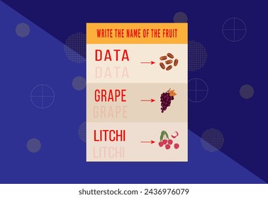  
 Practice writing names of fruits. Handwriting practice for kids.
