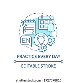 Practicing every day concept icon. Everyday routine idea thin line illustration. Daily practice. Improving memory function. Vector isolated outline RGB color drawing. Editable stroke