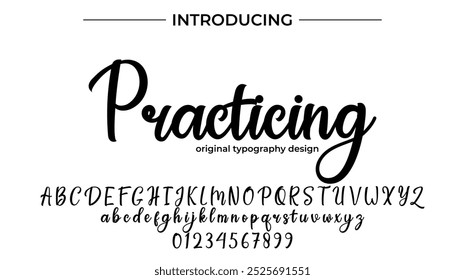 Practicing Font Stylish brush painted an uppercase vector letters, alphabet, typeface