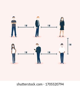 Practicing Physical Distancing and Social Distancing of Group of People during Pandemic Coronavirus Covid-19 outbreak to prevent infection spreading warning information