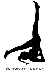 Practicing Yoga exercises. Young woman doing Yoga exercises,  Pose name: Shoulderstand - Sarvangasana - Viparita Karani 