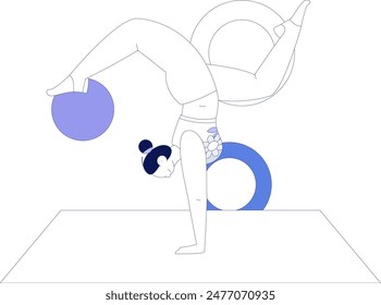 Practicing yoga, physical and mental health, flat vector character concept, operation hand drawn illustration
