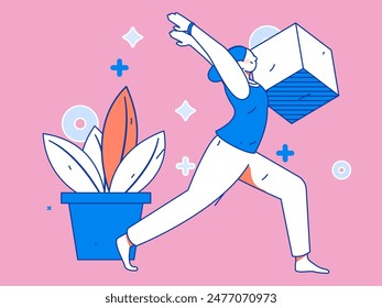 Practicing yoga, physical and mental health, flat vector character concept, operation hand drawn illustration
