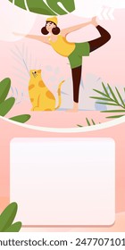 Practicing yoga, physical and mental health, flat vector character concept, operation hand drawn illustration
