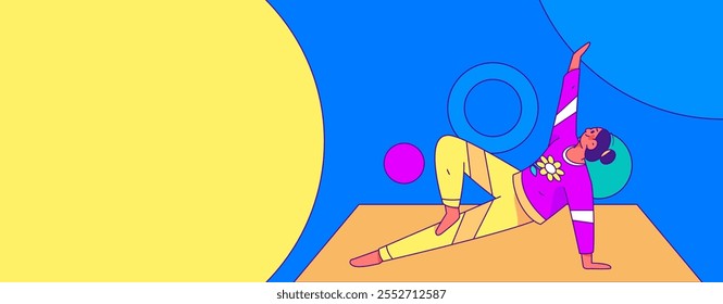 Practicing yoga, physical and mental health, flat vector character concept, operation hand drawn illustration
