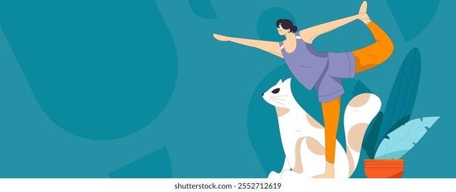 Practicing yoga, physical and mental health, flat vector character concept, operation hand drawn illustration
