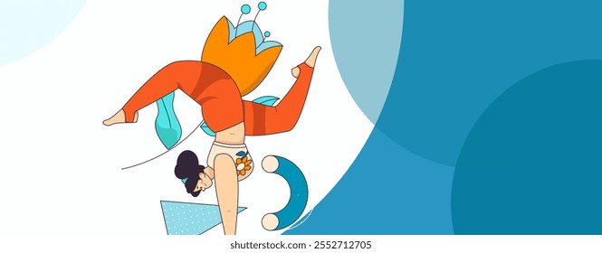 Practicing yoga, physical and mental health, flat vector character concept, operation hand drawn illustration
