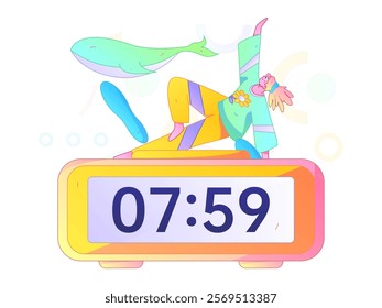 Practicing yoga, physical and mental health, flat vector character concept, operation hand drawn illustration
