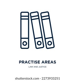 practise areas icon from law and justice collection. Thin linear practise areas, police, 50 outline icon isolated on white background. Line vector practise areas sign, symbol for web and mobile