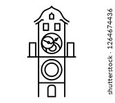 Prague astronomical clock isolated icon simple black outline