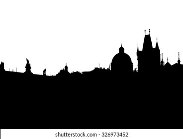 Prague - black silhouette with space for text - vector