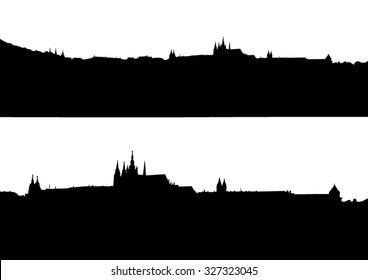 Prague - black silhouette with space for text. vector