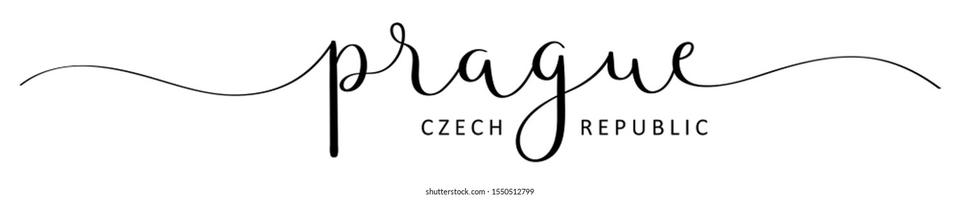 PRAGUE black vector brush calligraphy banner with swashes