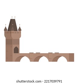 Prague bridge icon cartoon vector. Landmark map. Country culture