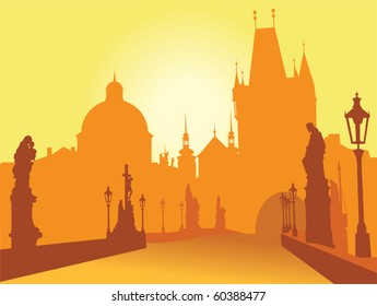 Prague bridge vector