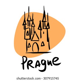 Prague the capital of Czech Republic. A stylized image of the city tourism travel places