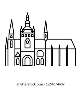 Prague castle simple linear black outline icon