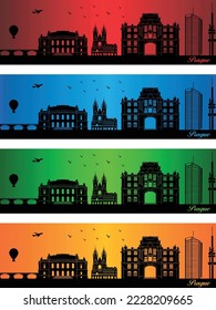 Prague city in a four different colors - illustration