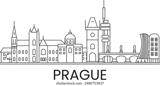 Prague City Line Draw Free Vector
