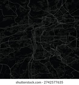 Prague City Map Elegant Blueprint Composition Featuring Sophisticated Road Network Art, Suited for Elegant Living Spaces and Sophisticated Office Styling Art, emphasizing refined linework.