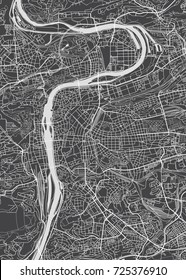 Prague city plan, detailed vector map